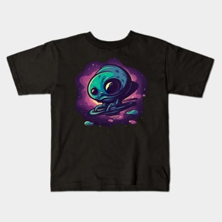 Cosmic Encounter - Extraterrestrial Alien Sci-Fi Art Kids T-Shirt